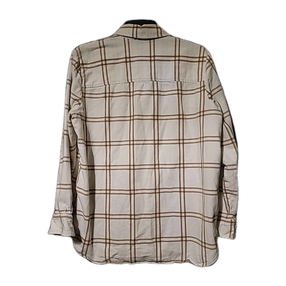 J. Crew Plaid Flannel W/ Pockets Shirt-Jacket Shacket Size Small Tan 100% Cotton - Picture 3 of 7